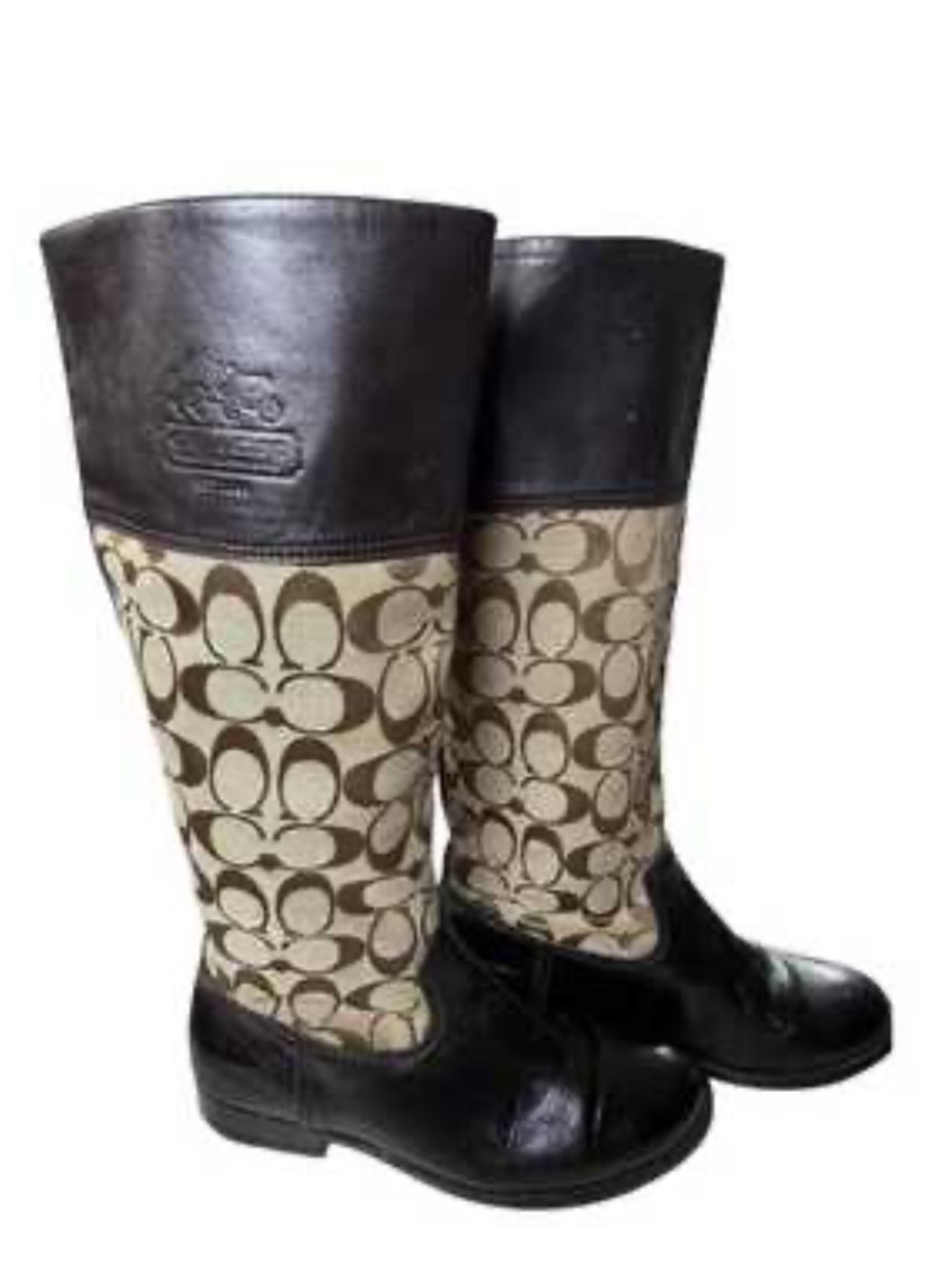 Coach Brown Tall Chrissi Iconic Monogram Riding Boots Size 7B